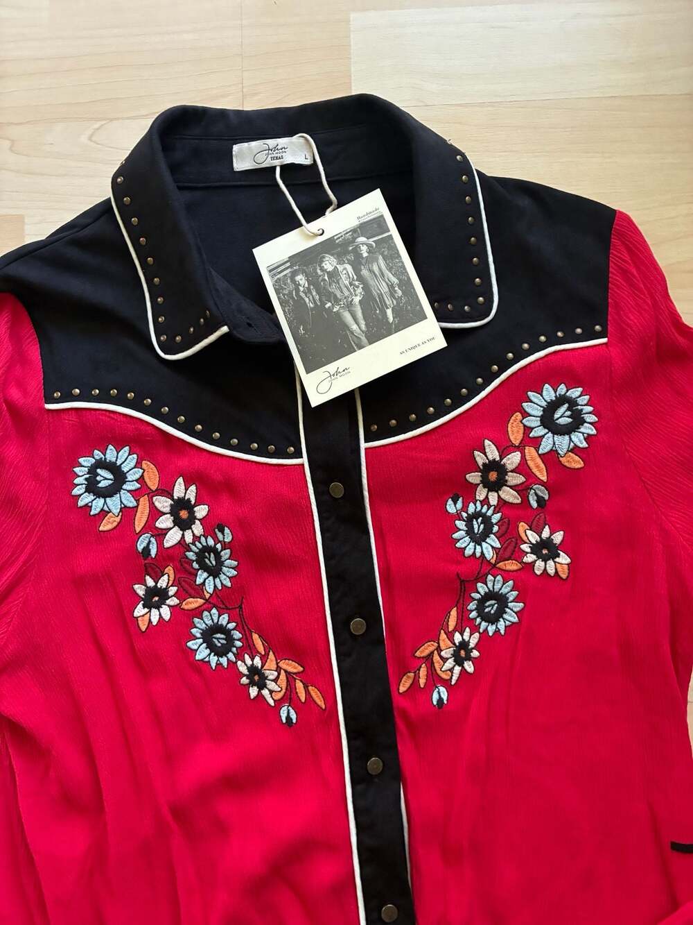 NWT John Moon Texas Women's Embroidered Fringe Western Shirt Size L - Picture 7 of 7